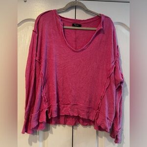 Michael Lauren Bubblegum Pink Ribbed Oversized Long Sleeve - Size M